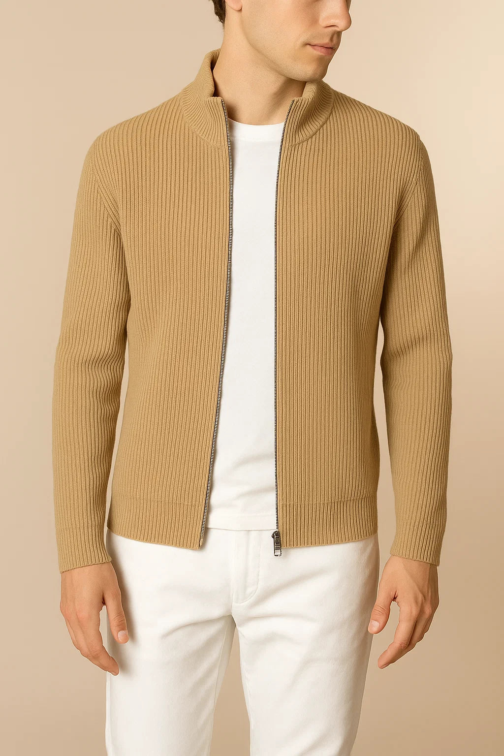 Lusciano Cashmere Cardigan Khaki 2