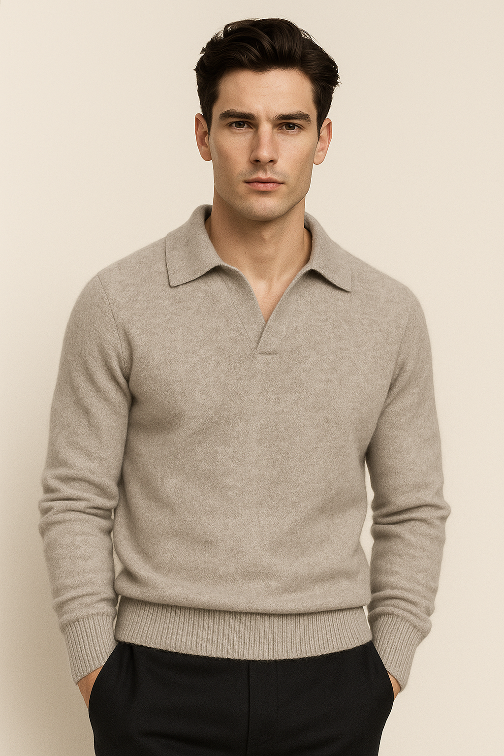 Marencio Cashmere Polo Knit Grey 1