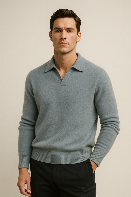 Marencio Cashmere Polo Knit Light Blue 1