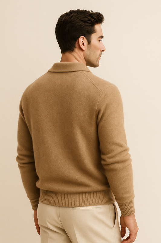 Marencio Cashmere Polo Knit Light Brown 2