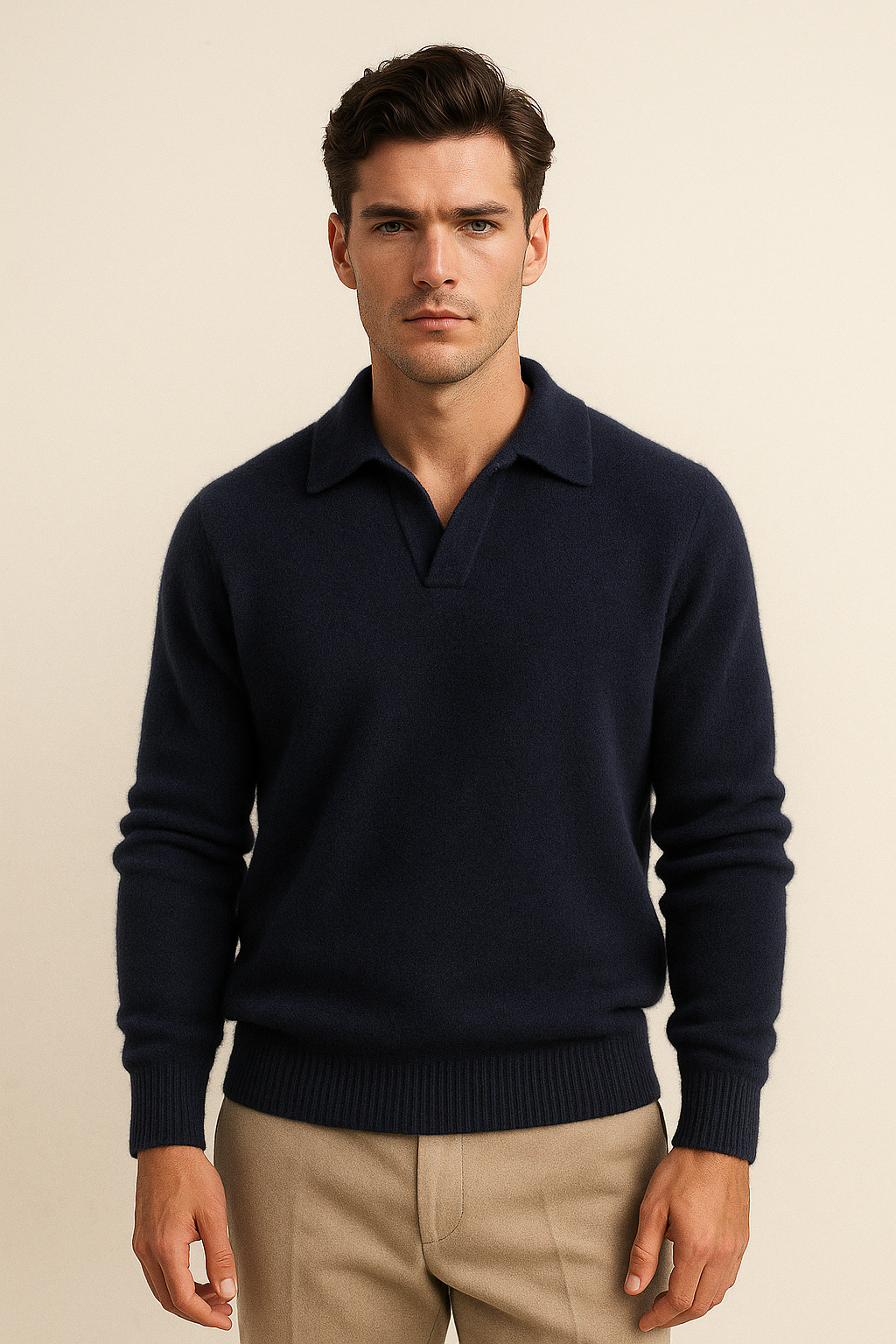 Marencio Cashmere Polo Knit Navy 1