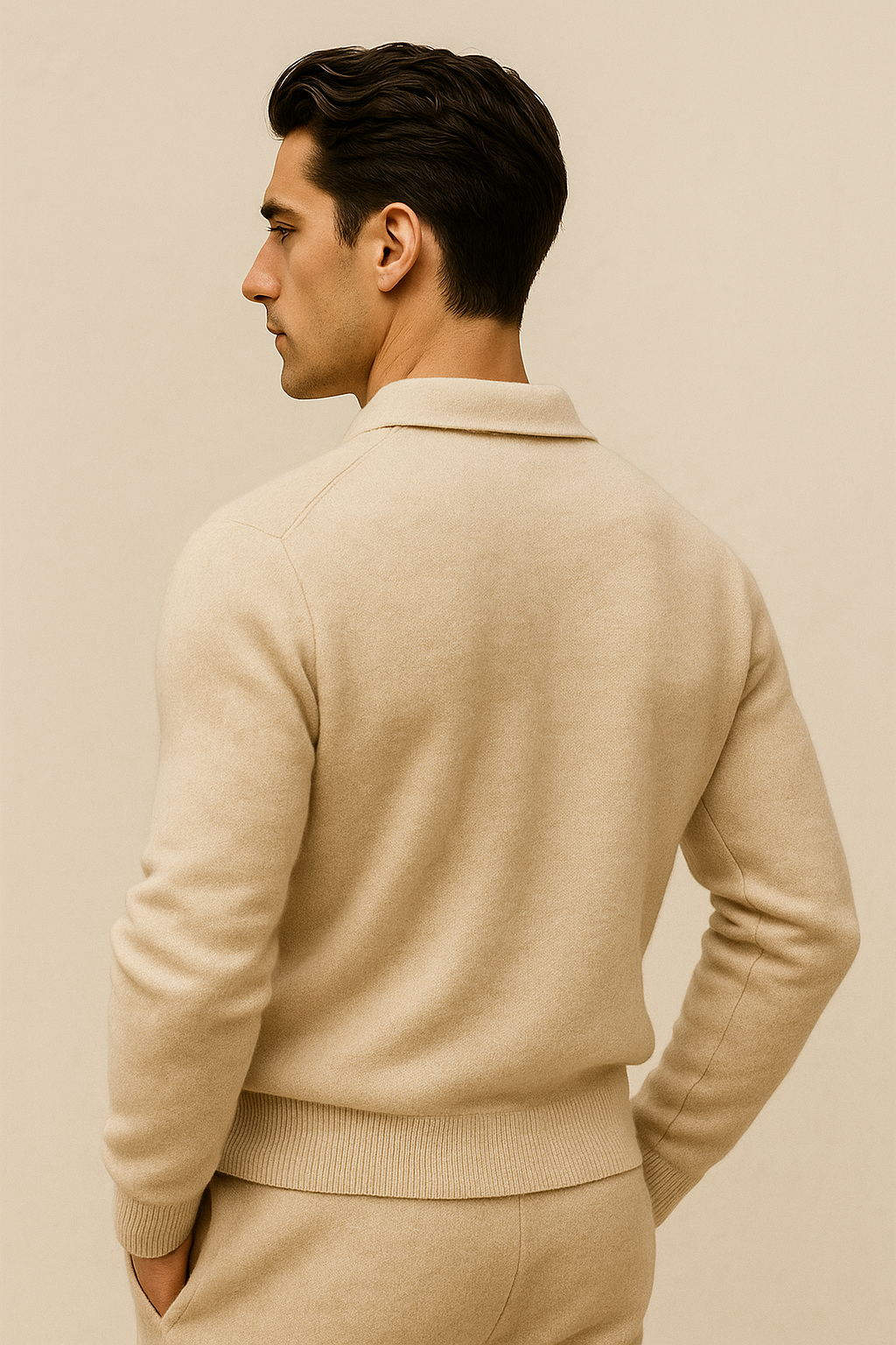 Marencio Cashmere Polo Knit Oatmeal 2