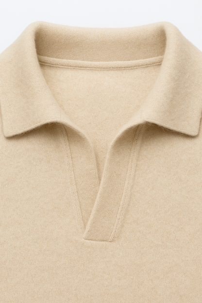 Marencio Cashmere Polo Knit Oatmeal 3