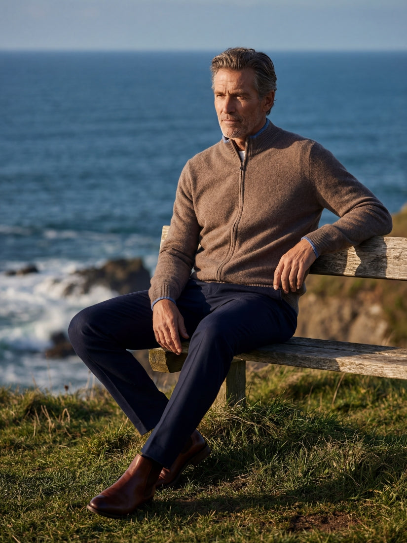 Bellagio Full-Zip Knit Beige