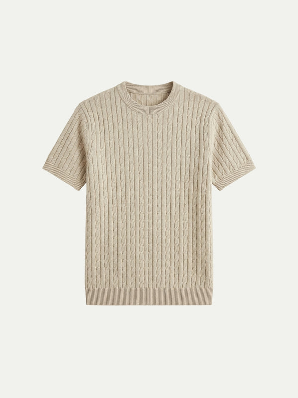 Nerano Cable Knit T-Shirt Beige