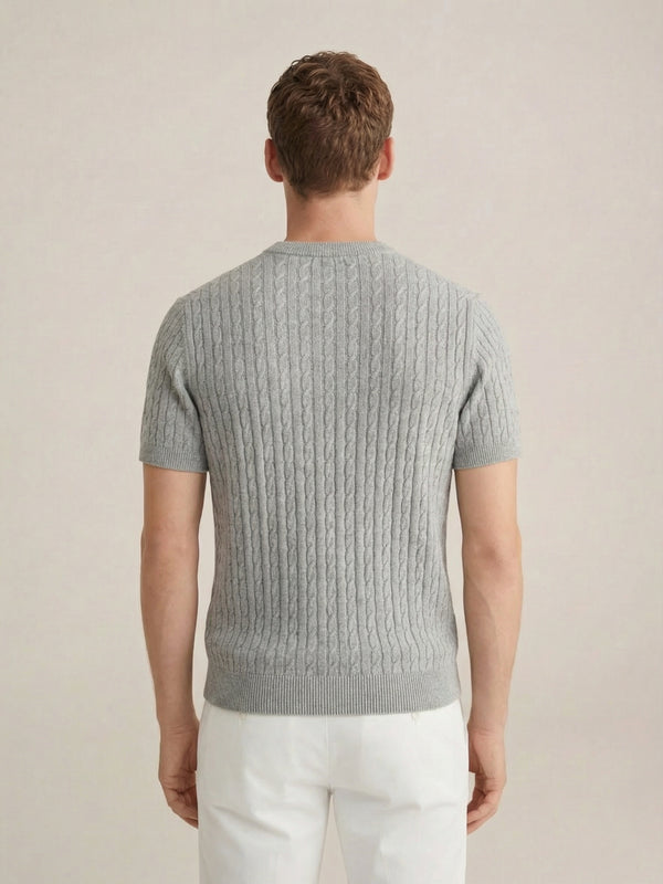 Nerano Cable Knit T-Shirt Grey