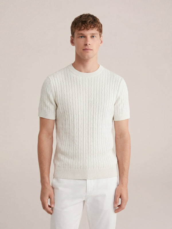 Nerano Cable Knit T-Shirt White