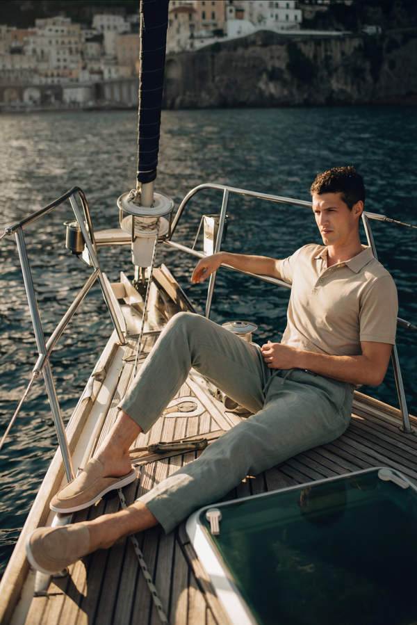 Amalfi Linen Trousers Olive Green