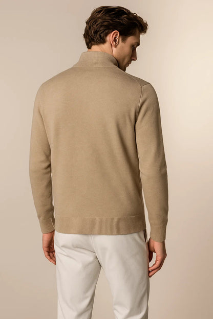 Sereno Merino Wool Zip Cardigan Beige 3