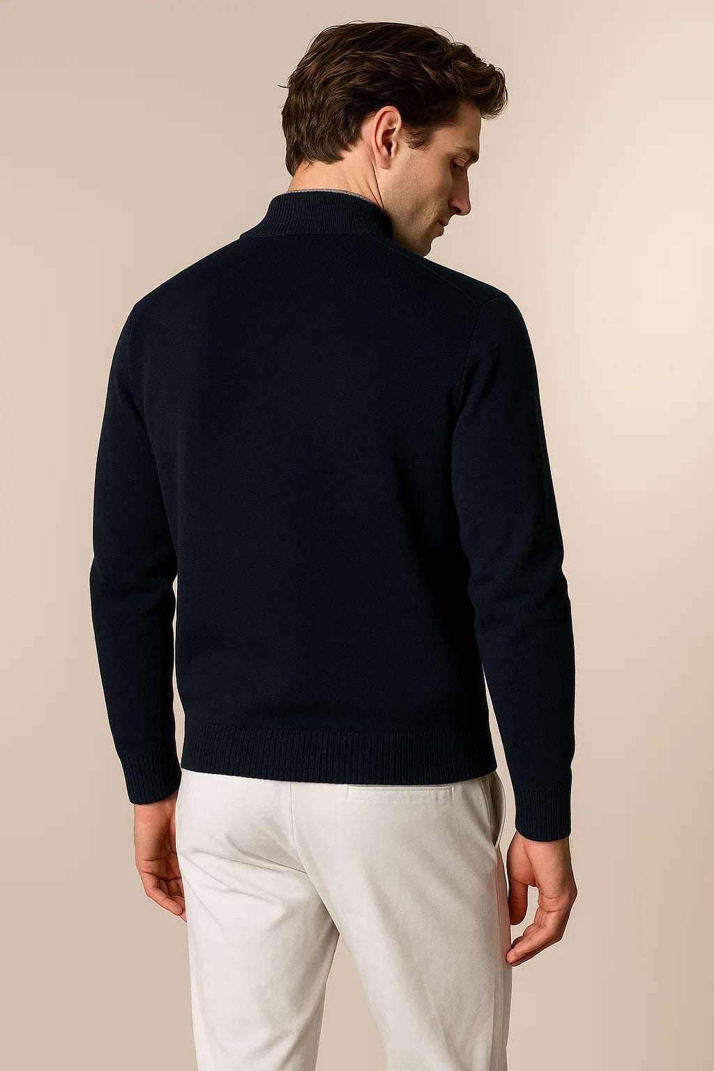 Sereno Merino Wool Zip Cardigan Navy 2