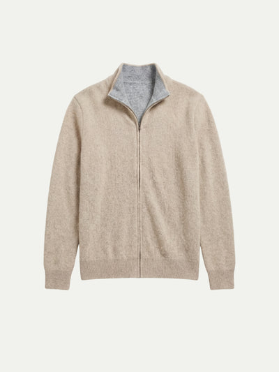 Sorrento Cashmere Full-Zip Knit Beige