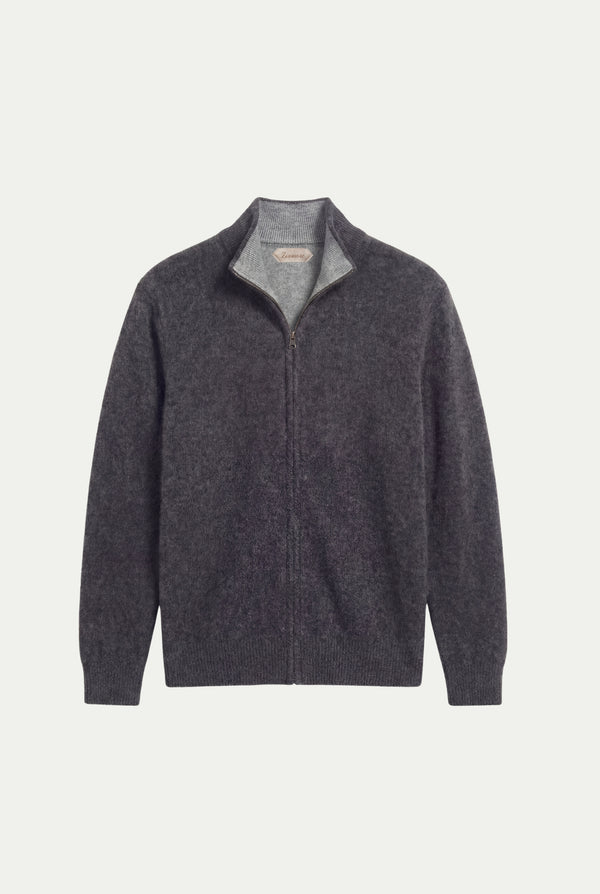Sorrento Cashmere Full-Zip Knit Black