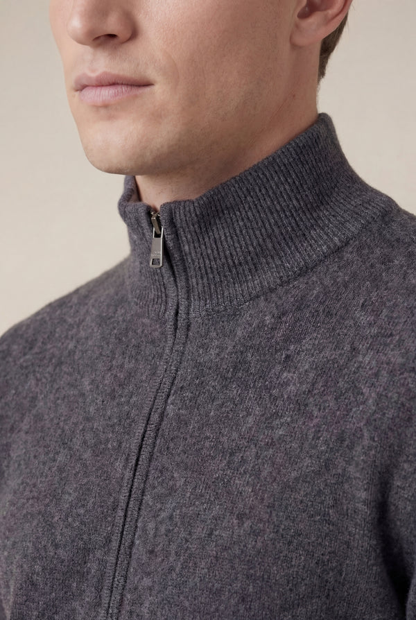 Sorrento Cashmere Full-Zip Knit Black