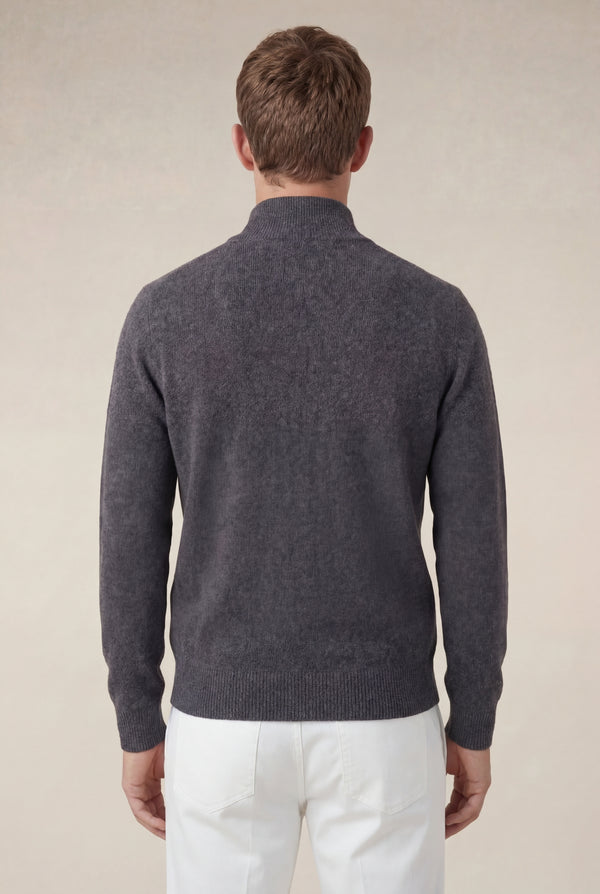Sorrento Cashmere Full-Zip Knit Black