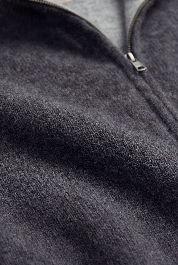 Sorrento Cashmere Full-Zip Knit Black