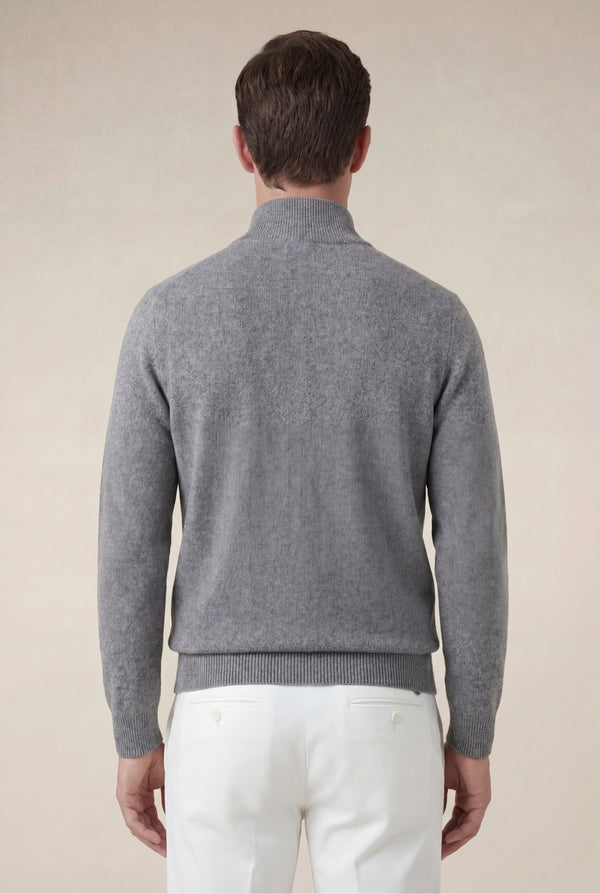 Sorrento Cashmere Full-Zip Knit Grey
