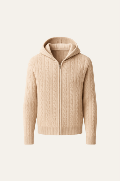 Talieri Hooded Cable Knit Beige 0