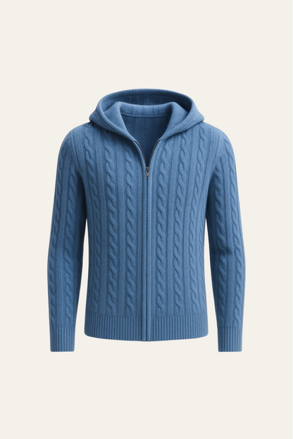 Talieri Hooded Cable Knit Blue 0