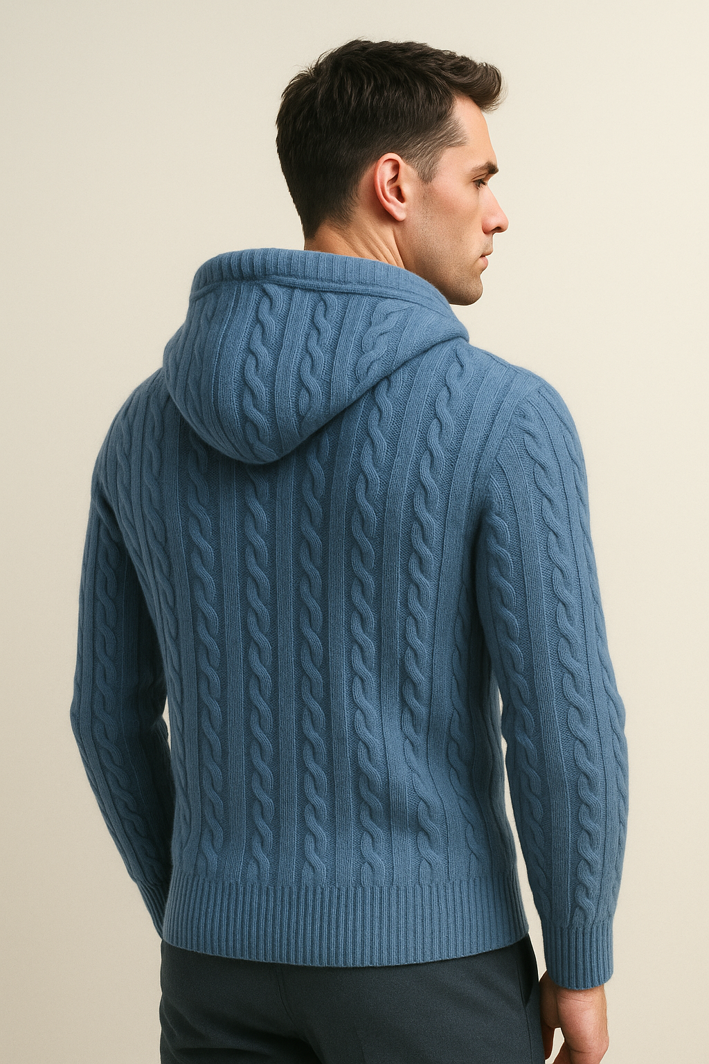 Talieri Hooded Cable Knit Blue 2