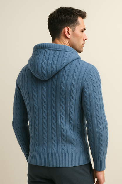Talieri Hooded Cable Knit Blue 2