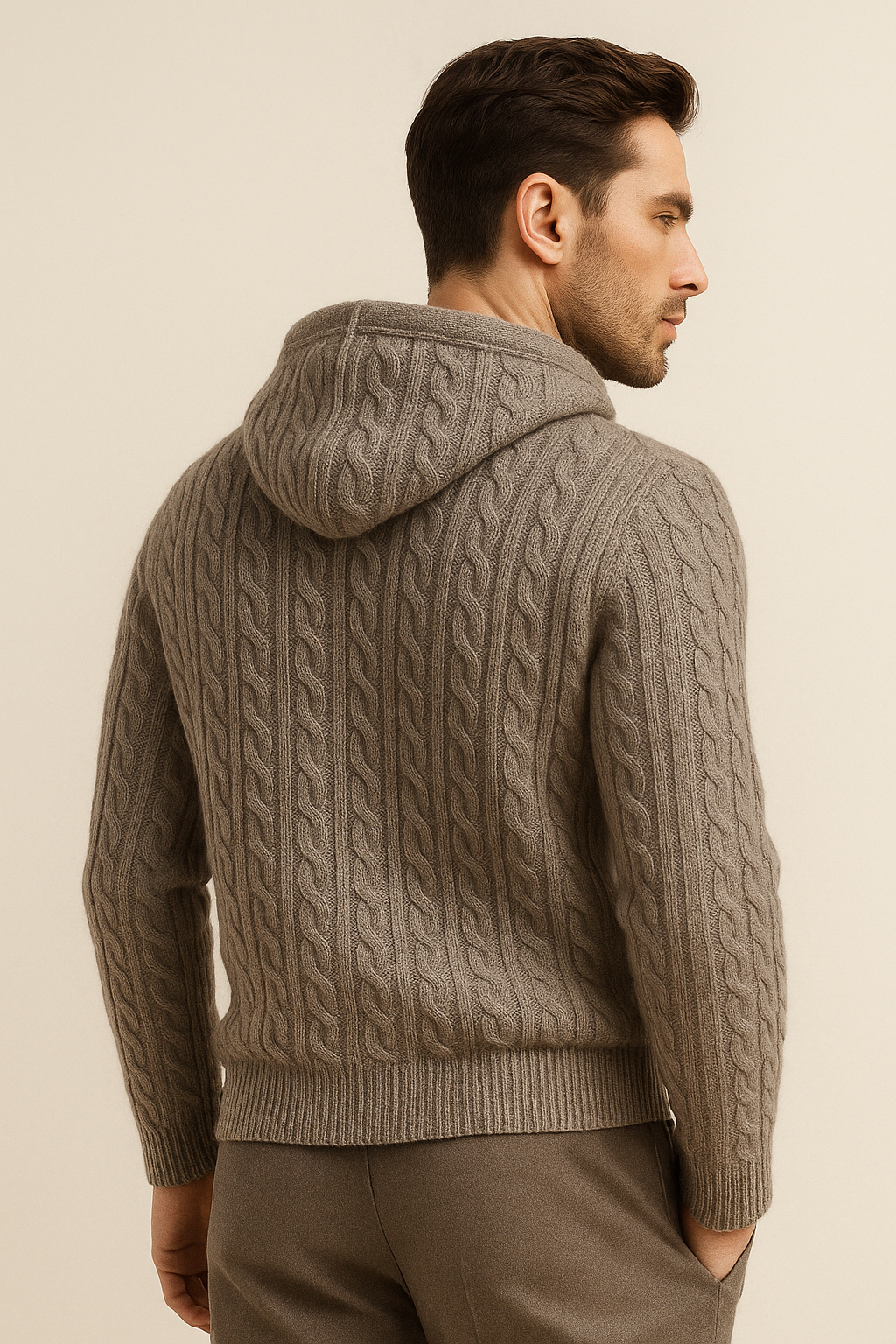 Talieri Hooded Cable Knit Grey 2