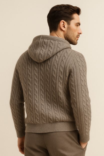 Talieri Hooded Cable Knit Grey 2