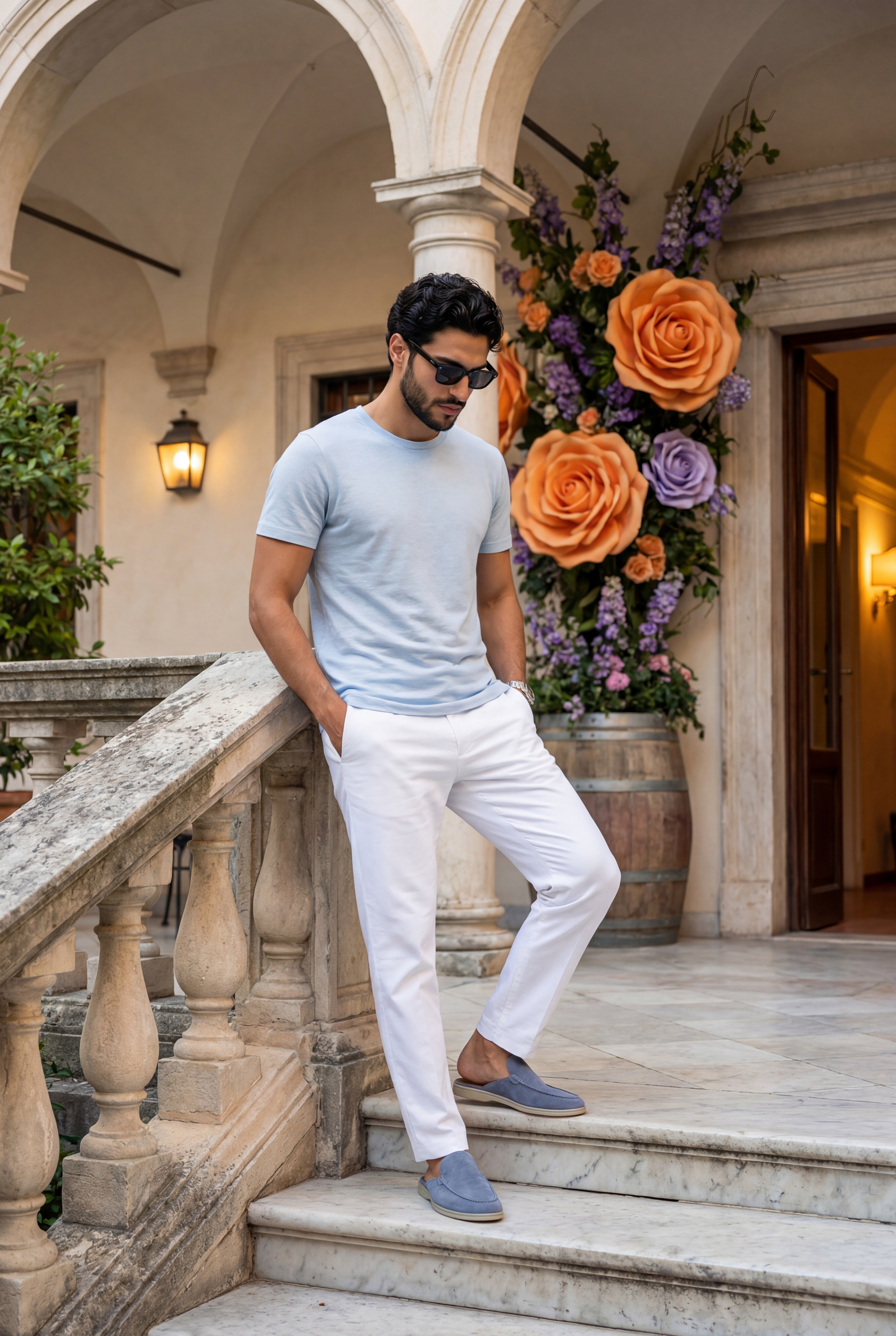 Amalfi Linen Tee Baby Blue