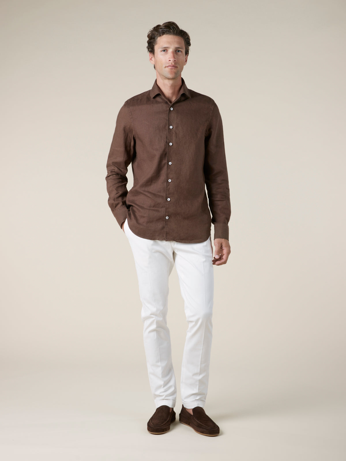 Linen Seaside Shirt Chocolate