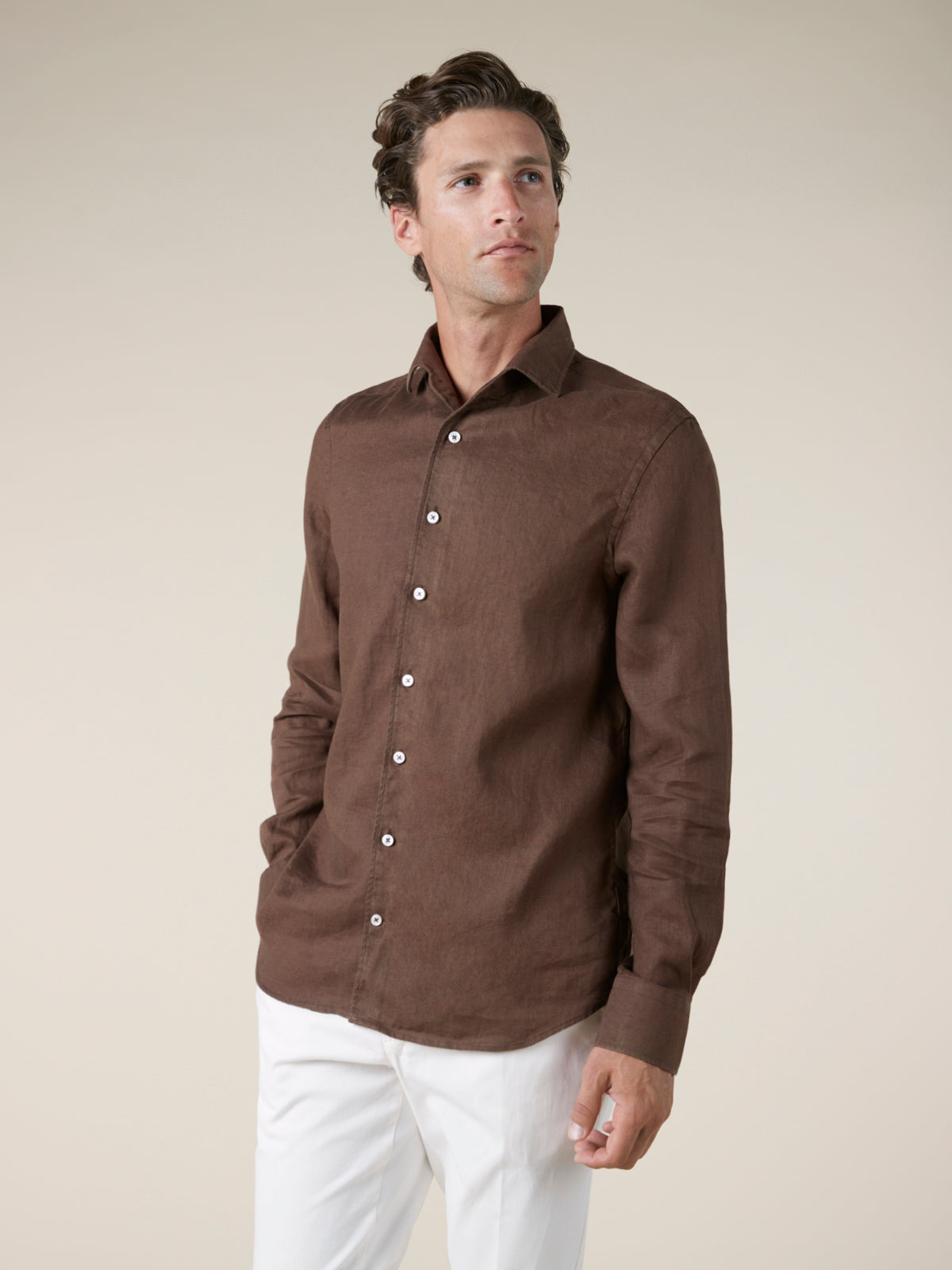 Linen Seaside Shirt Chocolate