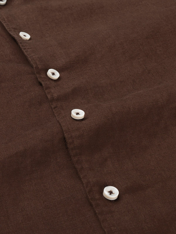 Linen Seaside Shirt Chocolate
