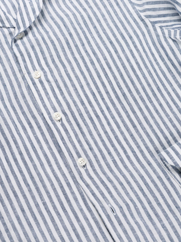Linen Seaside Shirt Stripe Navy