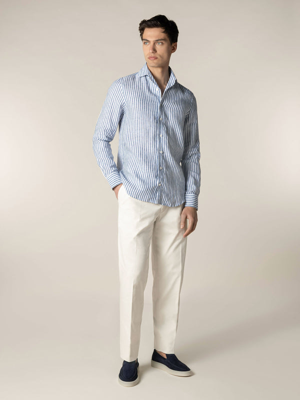 Linen Seaside Shirt Stripe Navy