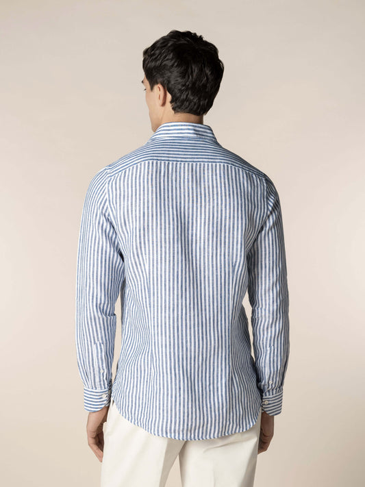 Linen Seaside Shirt Stripe  Navy
