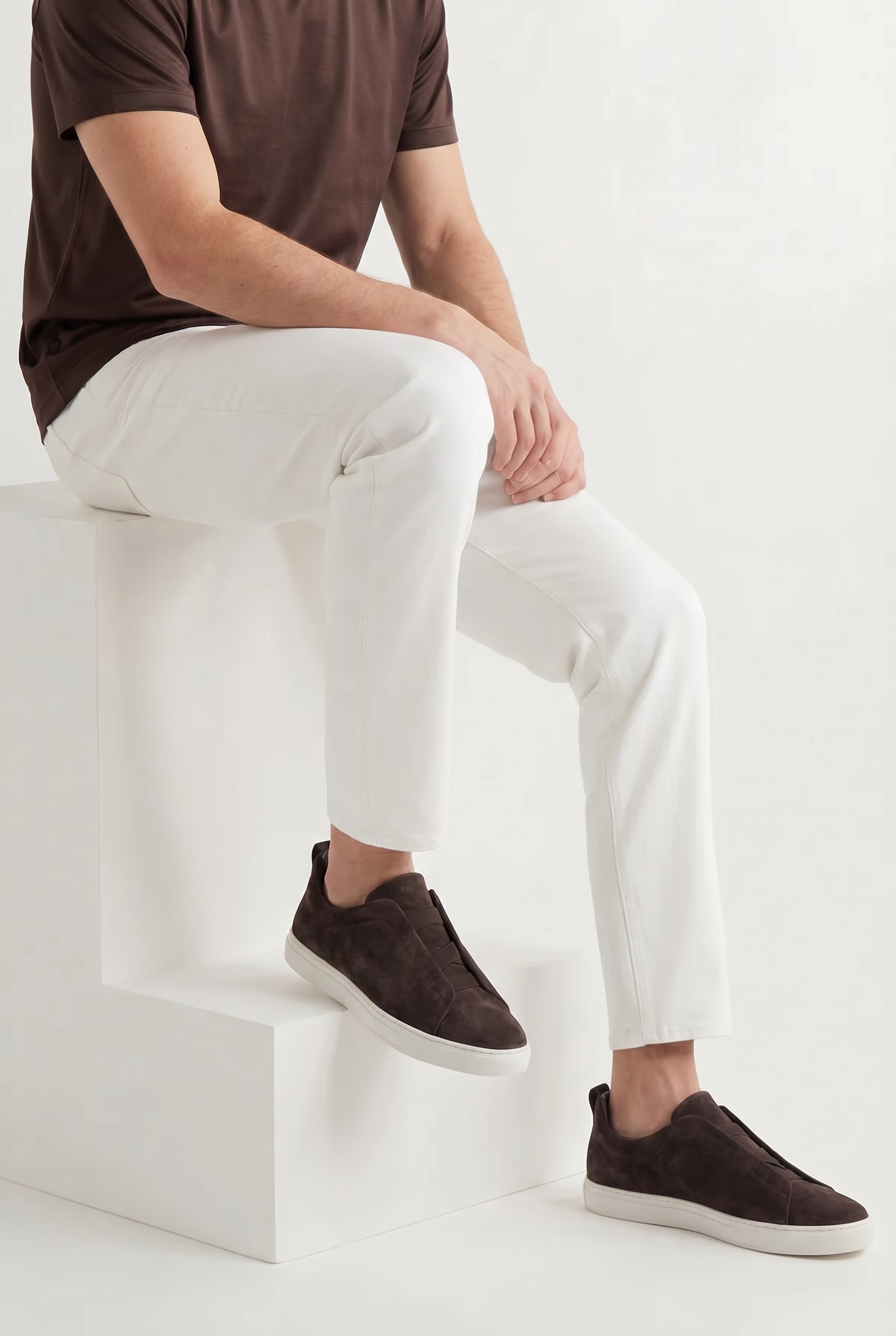 Monaco Suede Triple Stitch Chocolate