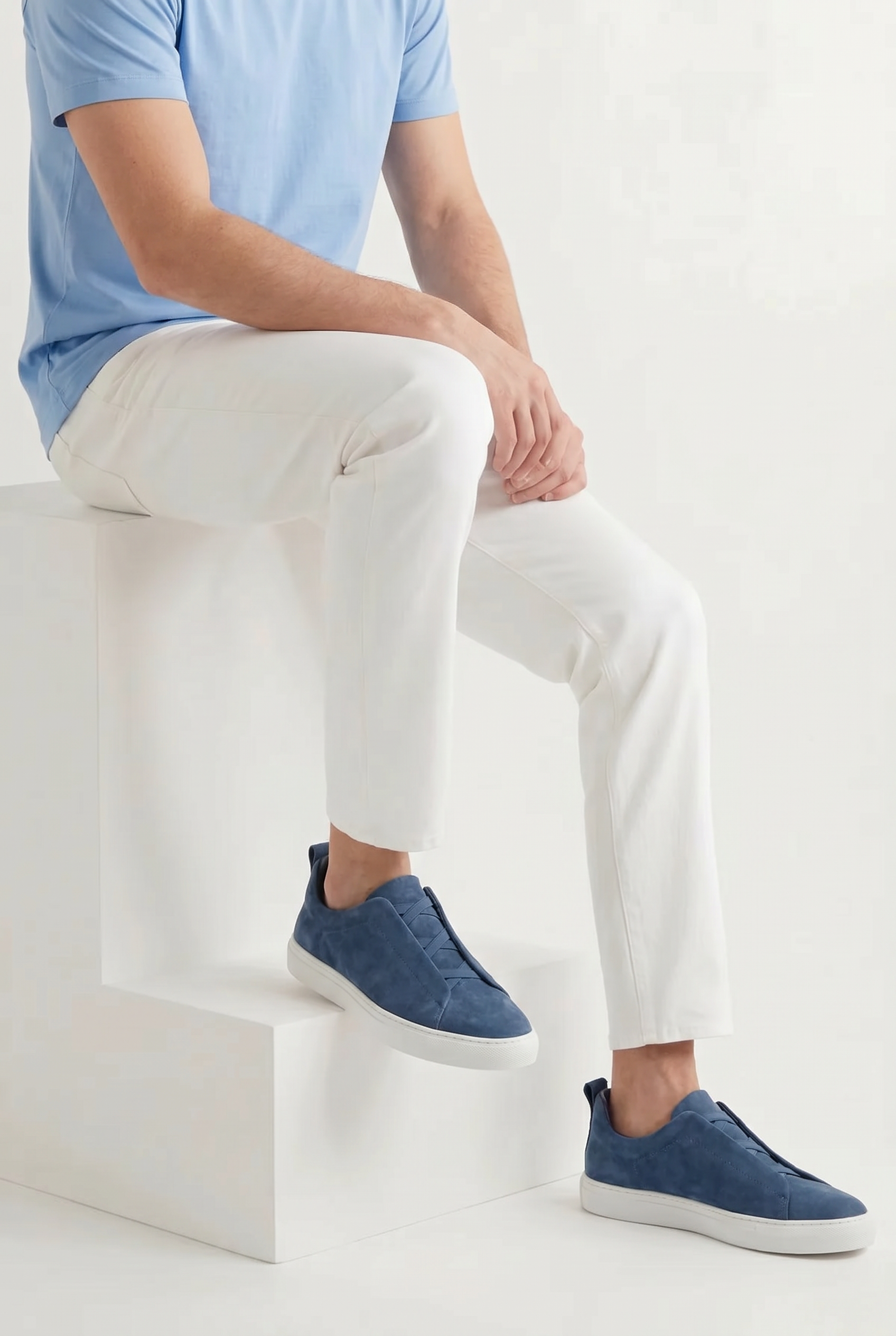 Monaco Suede Triple Stitch Blue