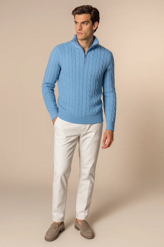 Delmare Cable Knit Blue