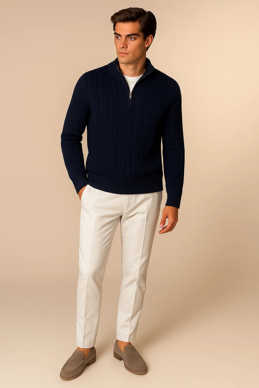 Varello Cashmere Half-Zip knit Navy