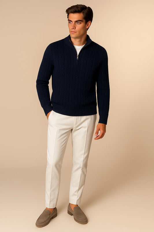 Varello Cashmere Half-Zip knit Navy
