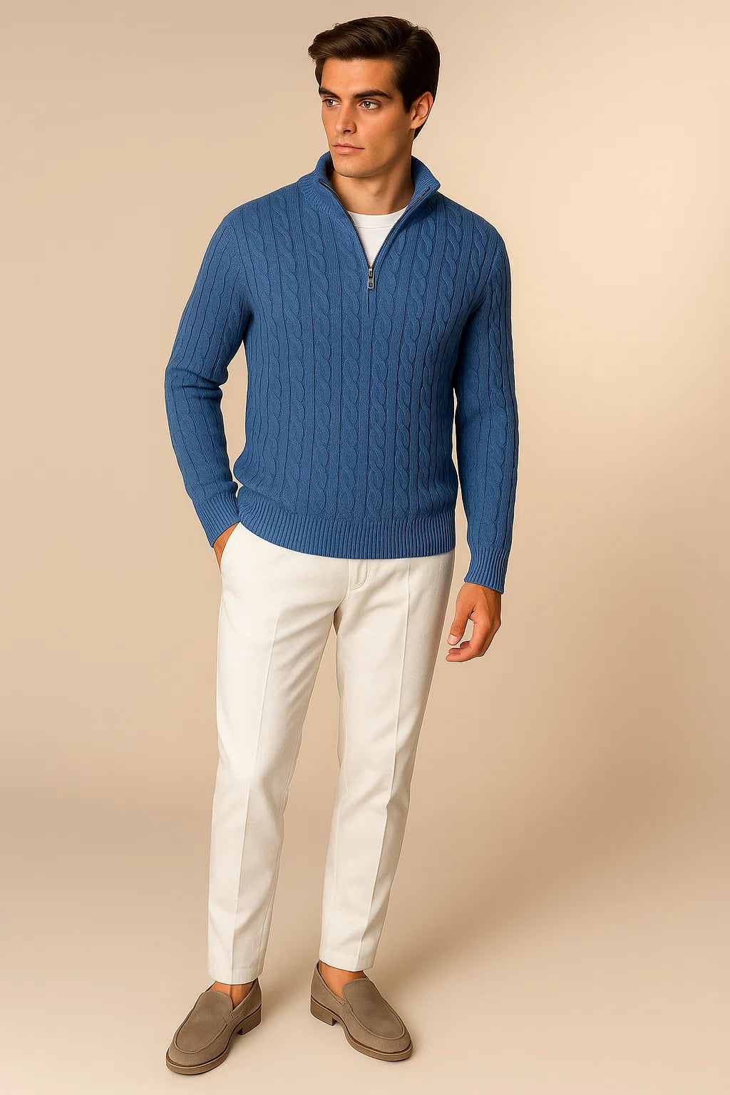 Varello Cashmere Half-Zip knit Blue