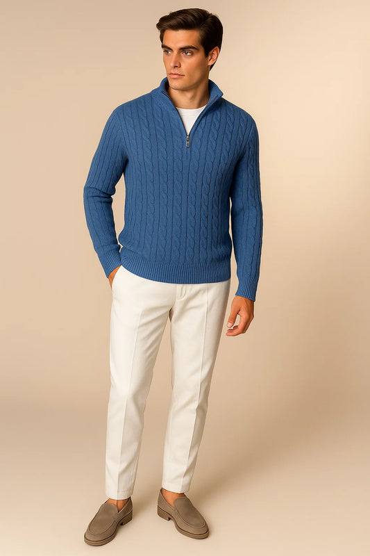 Varello Cashmere Half-Zip knit Blue