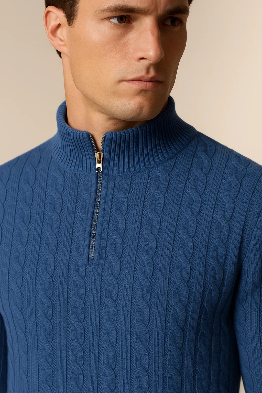 Varello Cashmere Half-Zip knit Blue