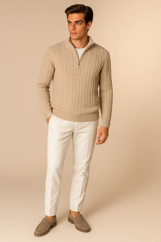 Varello Cashmere Half-Zip knit Camel