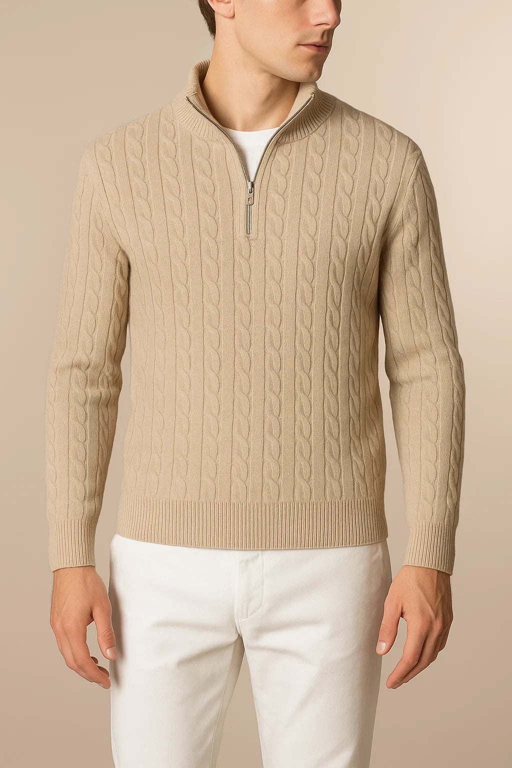 Varello Cashmere Half-Zip knit Camel