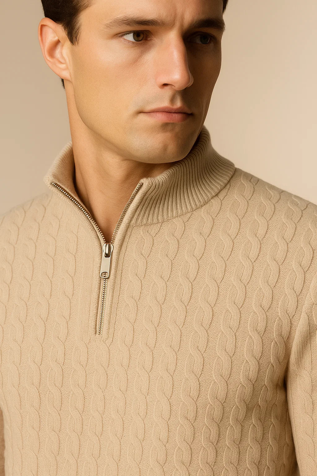Varello Cashmere Half-Zip knit Camel