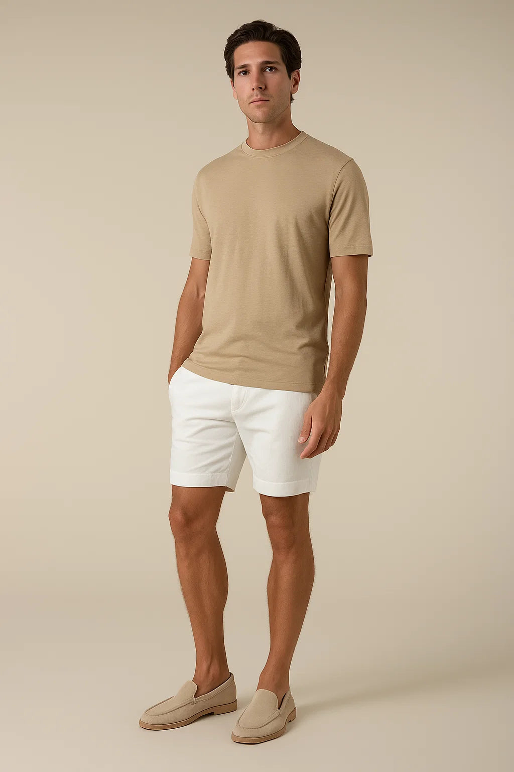 Linen City T-shirt Dark Taupe